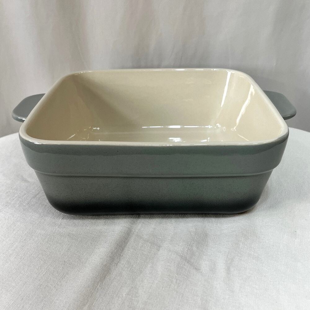 Cook's Essentials Square Baker Server Handles Ceramic Gray 3.1 Quart NWOT New